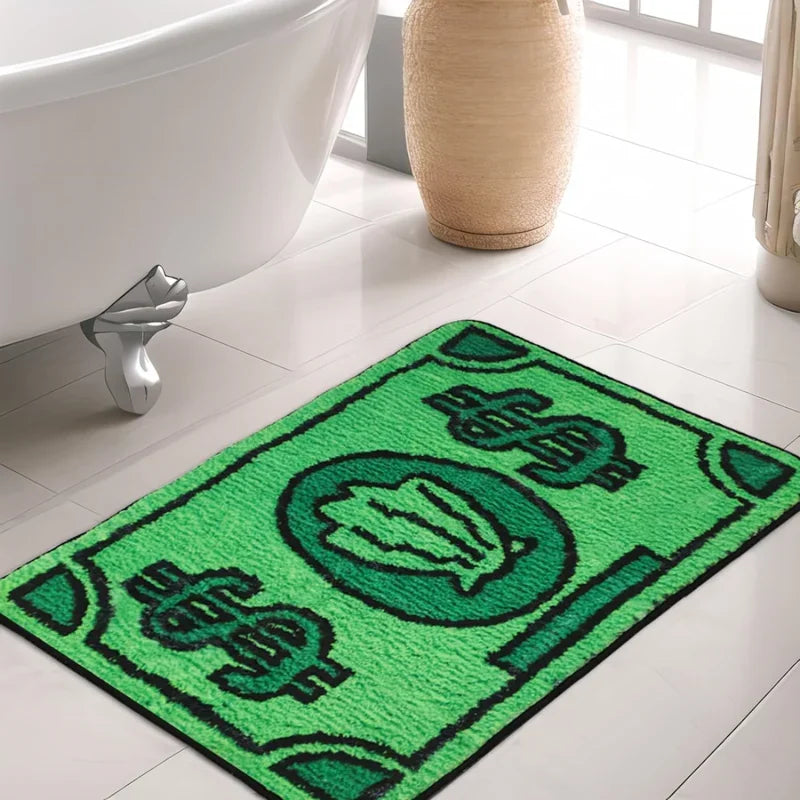 Vikama faux cashmere dollar cartoon foot mat green non-slip cute bedside rug living room carpet