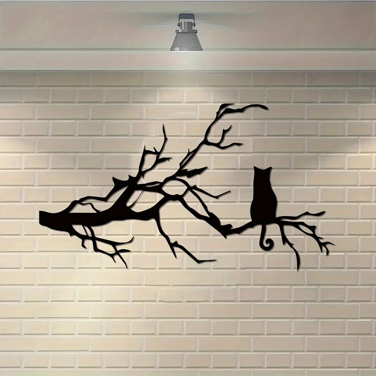 Charming Cat Metal Wall Art for Home Decor, Unique Bedroom Decoration, Cat Lovers Gift, Stylish Branch Cat Design