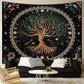 1pc Life Tree Tapestry, Moon Phase Tapestry, Bohemian Wind Starry Sky Tapestry, Fantasy Universe Planet Tapestry