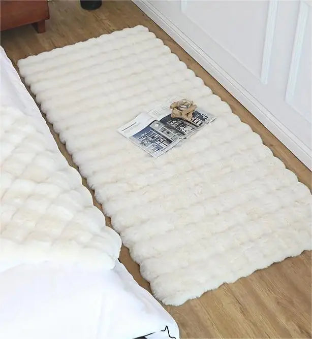 Rabbit Fur Area Rug–Soft Thick Non-Slip Waterproof Machine-Washable for Living Room and Bedroom Decor