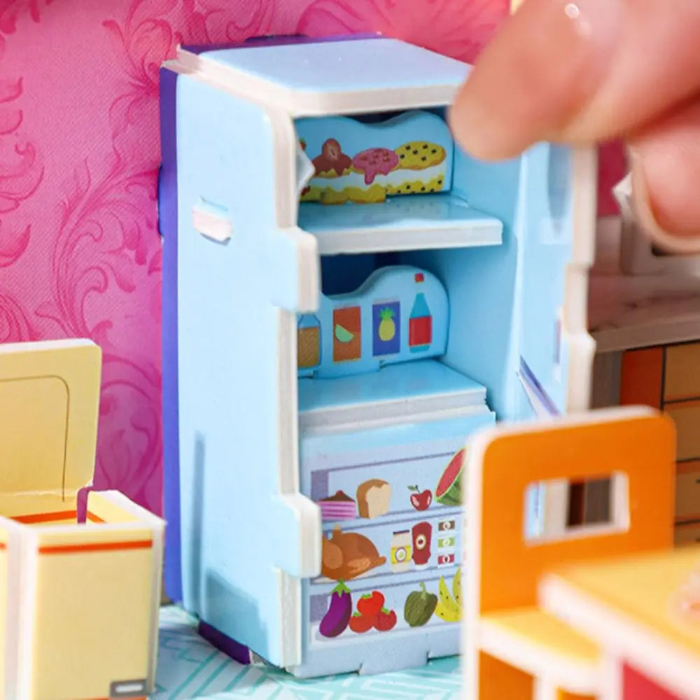Cute 3D Model 3D Room Model Puzzle Toys Bedroom Living 3D Room Cardboard Bathroom Room Room Model Craft Toys Kids