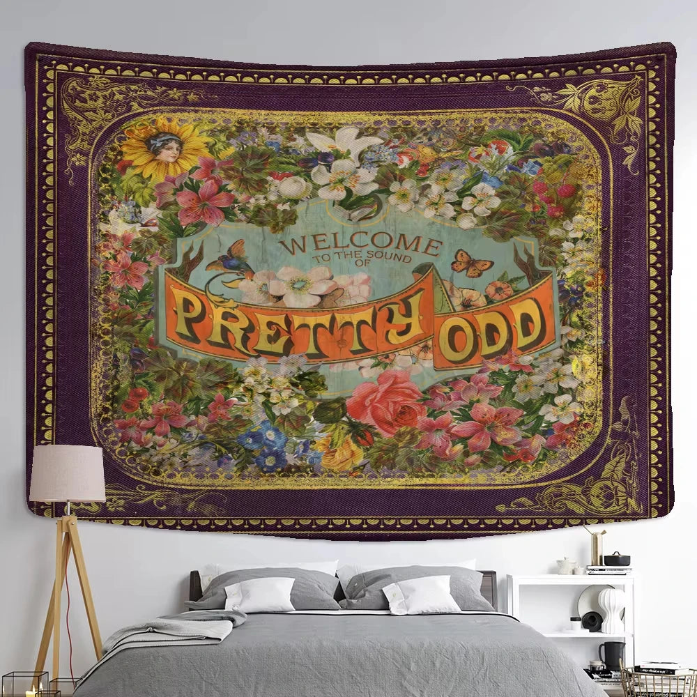Pretty Odd Floral Tapestry Single Sided 2DPrint Soft Polyester Tapestry Bedroom Living Room Dorm Retro Decor Nostalgic Vibe Gift