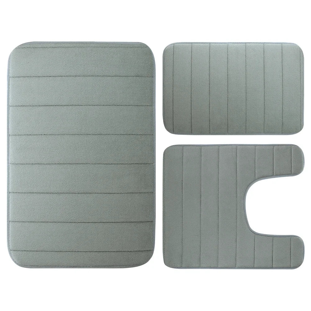 3 Pieces Memory Foam Bath Rugs Absorbent Bathroom Rugs Non-Slip Washable Bathroom Mats Bath Mats for Bathroom Floor Rugs Carpets