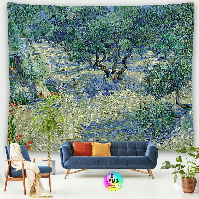 Tapestry World Famous Painting Van Gogh Tapestries Printed  Wall Hanging Rural Landscape Home Decoration Bedroom Decor Wall Ar