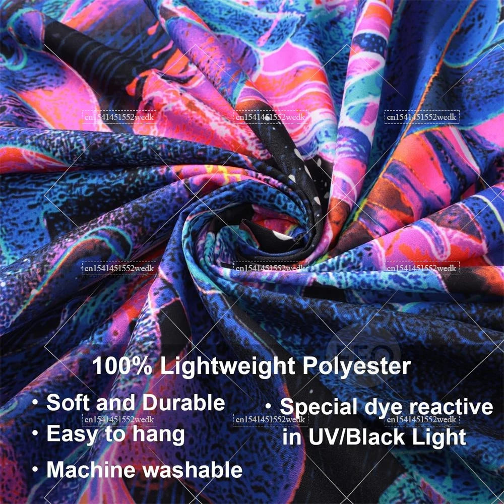 Trippy Weed Blacklight Tapestry UV Reactive Alien Marijuana Leaf Tapestry Neon Skull Smoke Tapestry Aesthetic Tapestry For Room