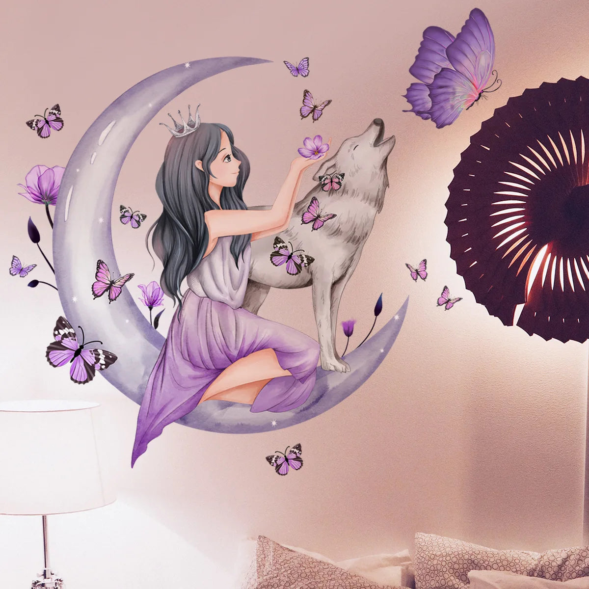 Girl moon Wall Stickers for Bedroom Living Room Decoration Room  Decals Daughter Room Wallpaper Baby Room Wall Stickers