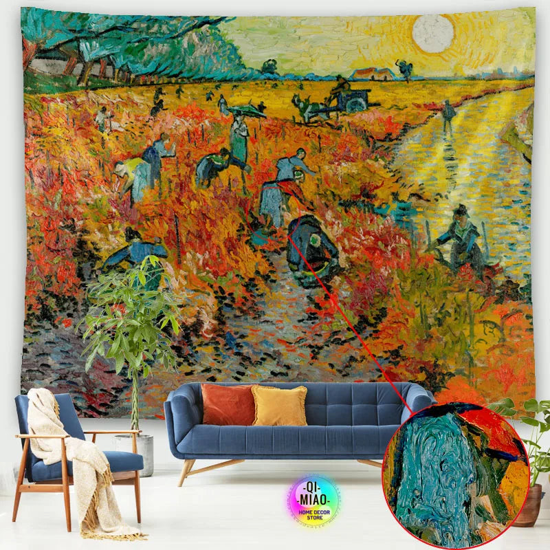 Tapestry World Famous Painting Van Gogh Tapestries Printed  Wall Hanging Rural Landscape Home Decoration Bedroom Decor Wall Ar