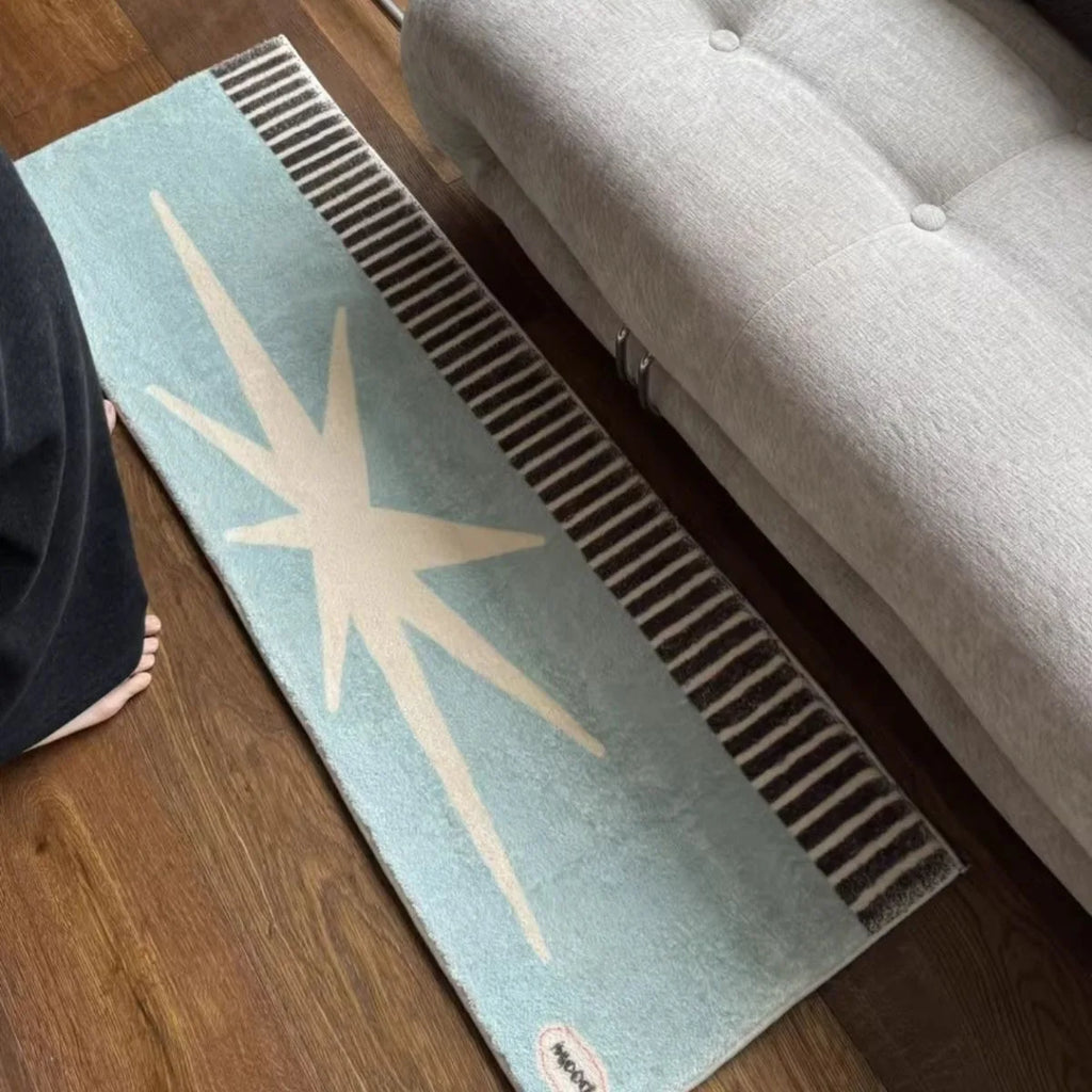 VIKAMA Retro Style Long Rugs Living Room Bedroom Bedside Rugs Soft and Cozy Household Floor Mats Room Decorative Rugs