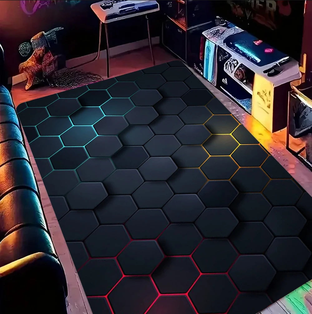 Gamer Rug Gaming Rug,Game Rug Geometric Rug,Colorful Rug Play Room Rug  Sport Rug Area Rug,Gaming Gifts Teen Room Decor Rug
