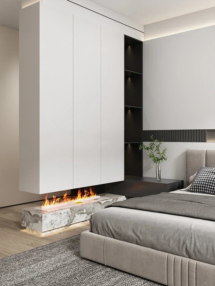 Modern 3D Steam Fireplace Silent Decorative Humidifier Electric Flame LED Water Vapor Fireplace Indoor Remote TV Wall Room Decor