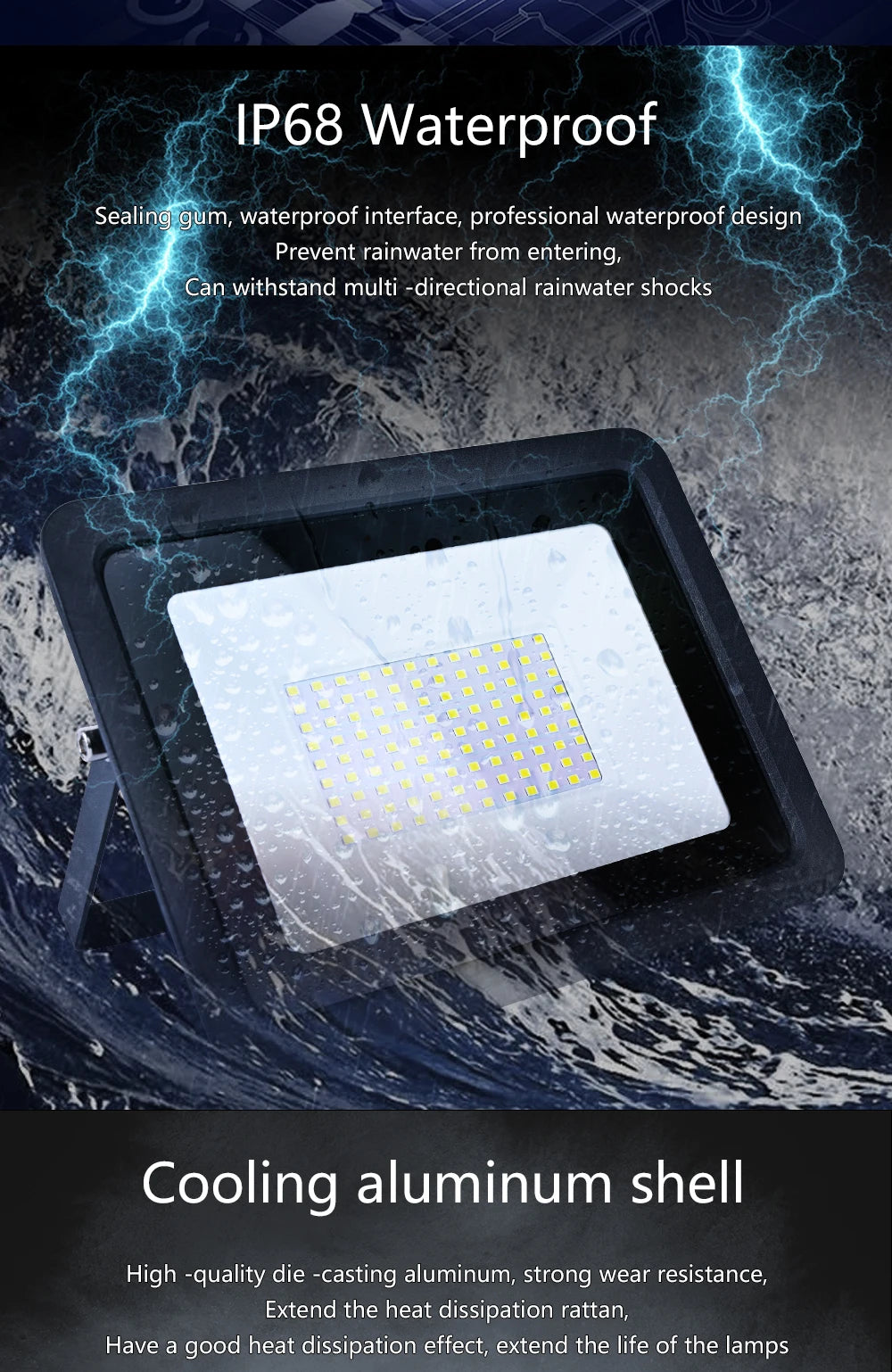 LED Flood Light 10W 20W 30W 50W 100W 220V IP68 Waterproof Outdoor Spotlight Garden Street Lamp Projector Lamp Wall LED Reflector