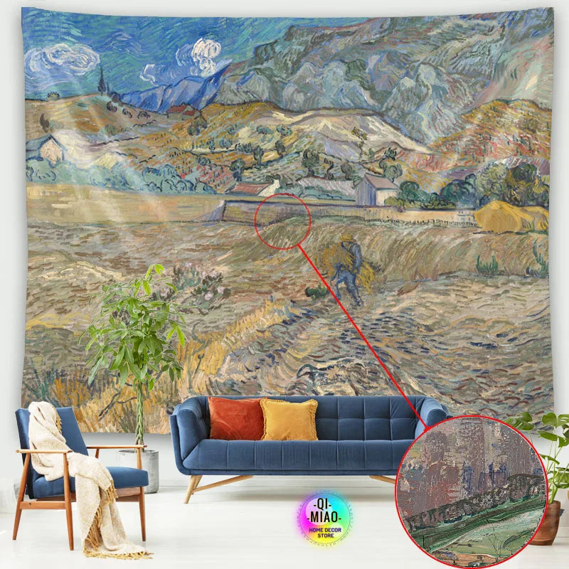 Tapestry World Famous Painting Van Gogh Tapestries Printed  Wall Hanging Rural Landscape Home Decoration Bedroom Decor Wall Ar
