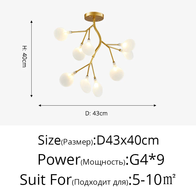 Modern LED Chandelier Living Room Bedroom Kitchen Nordic Gorgeous Firefly Lamp Home Indoor Lighting Luxurious Decor Hanging Lamp