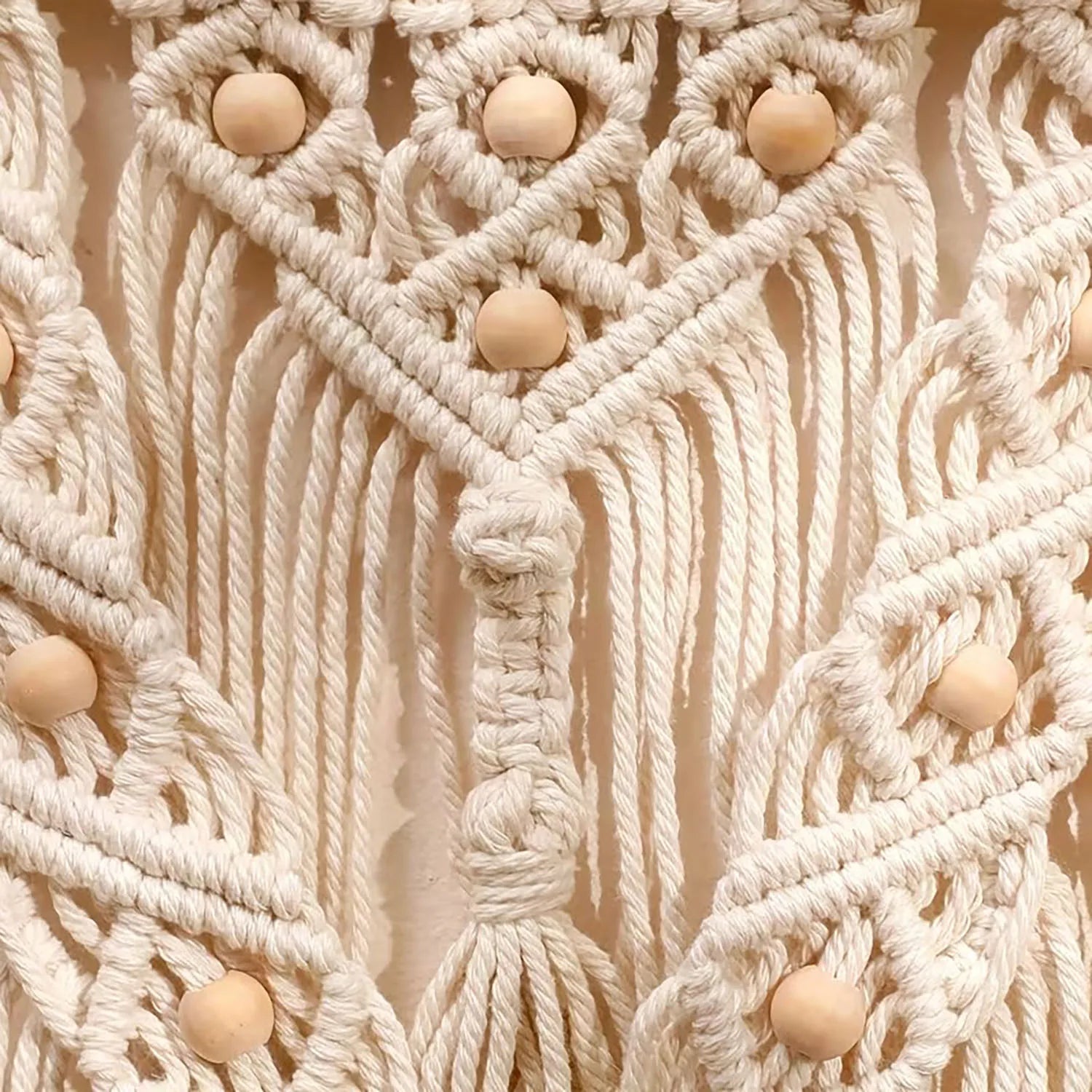 1pc Bohemian Style Handwoven Tapestry, Adorned with Wooden Beads, Exquisite and Fashionable, Suitable for Home Decor