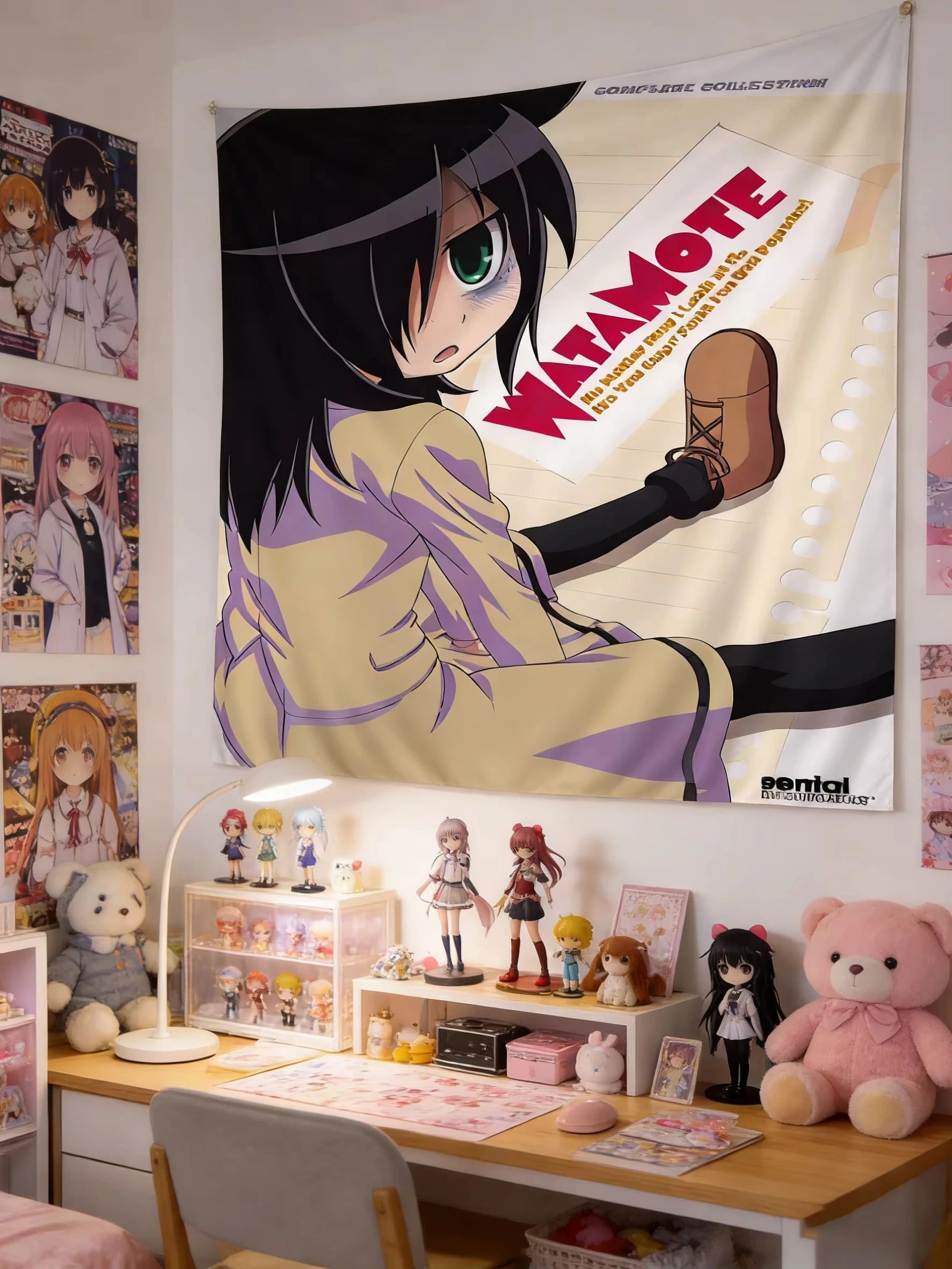 Anime Watamote Kuroki Tomoko Colorful Tapestry Japanese Anime Girl Tapestry Bohemian Style Tapestry Aesthetic Wall Hanging Decor