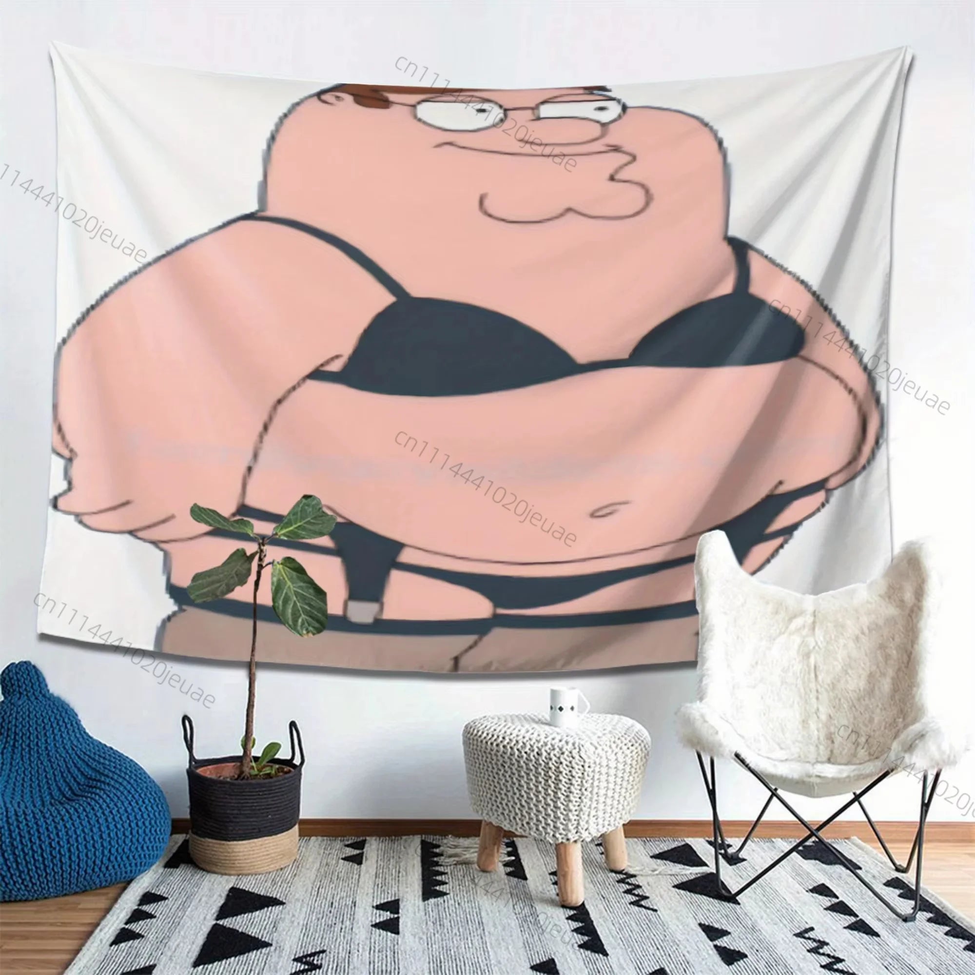 Funny Tapestry Peter Griffin Wall Tapestries Headboard Aesthetic Bedroom Flags Background Cloth Room Home Decor Wall Art Decor
