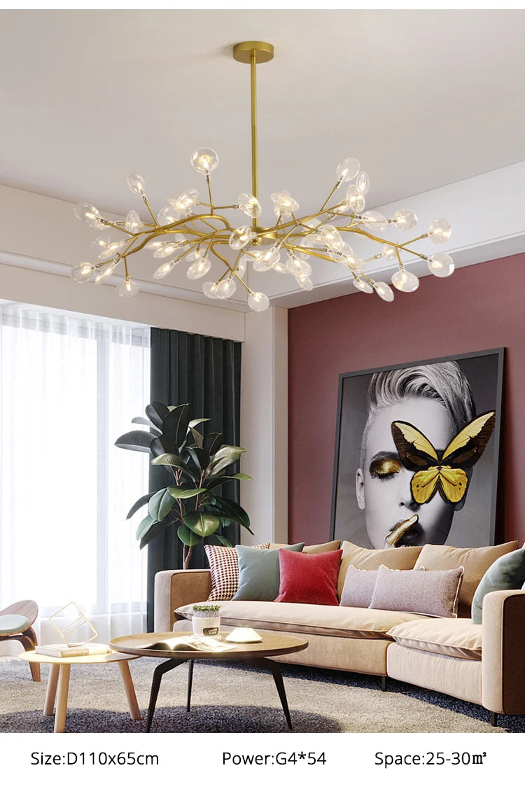 Modern LED Chandelier Living Room Bedroom Kitchen Nordic Gorgeous Firefly Lamp Home Indoor Lighting Luxurious Decor Hanging Lamp