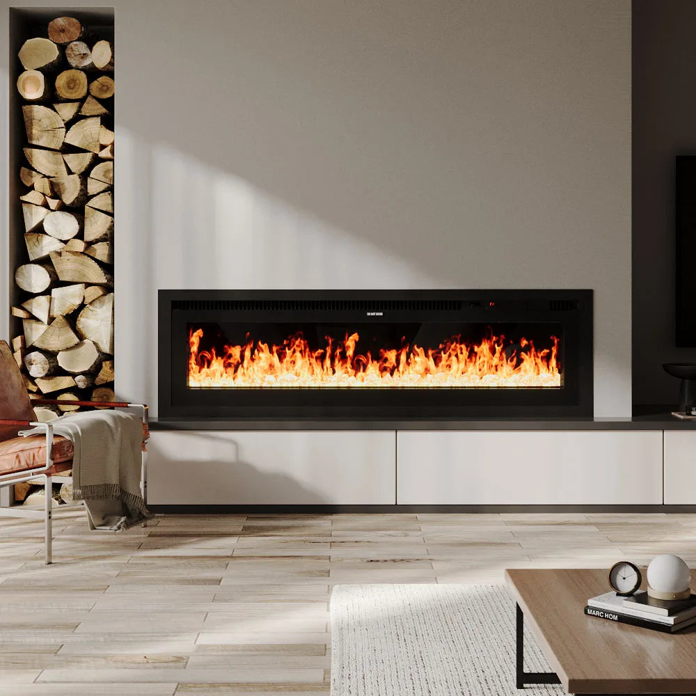【Breeins】Electrical Fireplace with Remote, Home Decor 12 Vibrant Flame Colours, Adjustable Heating Modes, and Safety Features