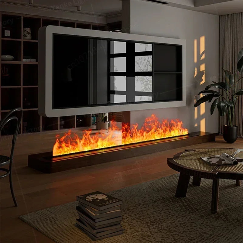 Modern 3D Steam Fireplace Silent Decorative Humidifier Electric Flame LED Water Vapor Fireplace Indoor Remote TV Wall Room Decor