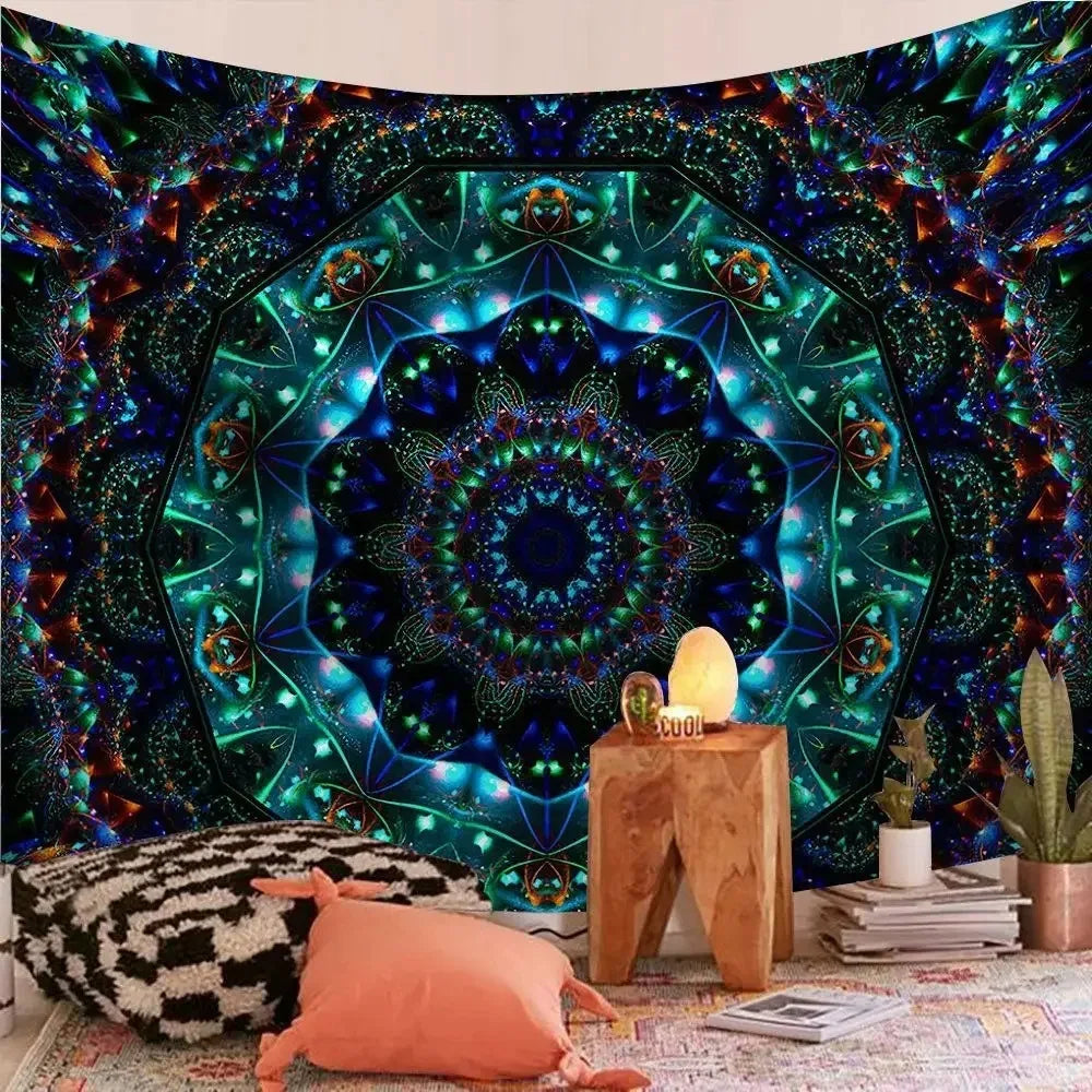 Bohemian Decorative Wall Cloth Tapestry Psychedelic Hippie Night Moon Tapestry Mandala Tapestry Indian Mandala