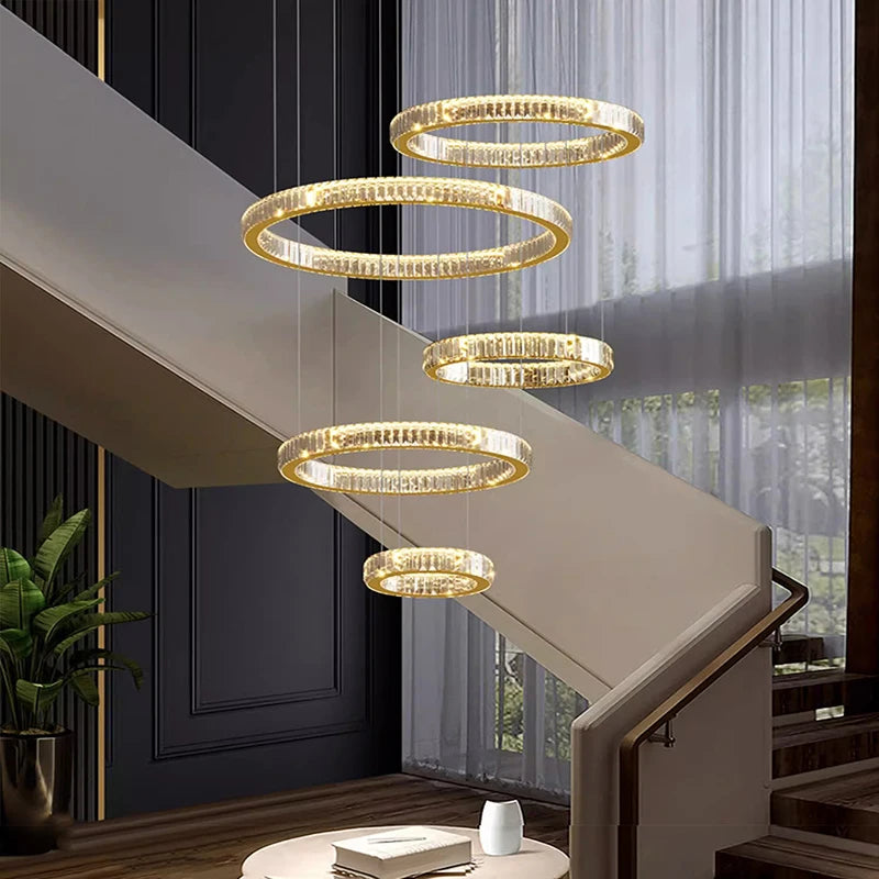 Nordic home decor Crystal chandelier Dining room chandelier ceiling lamp villa chandelier stair lamp interior lighting fixture