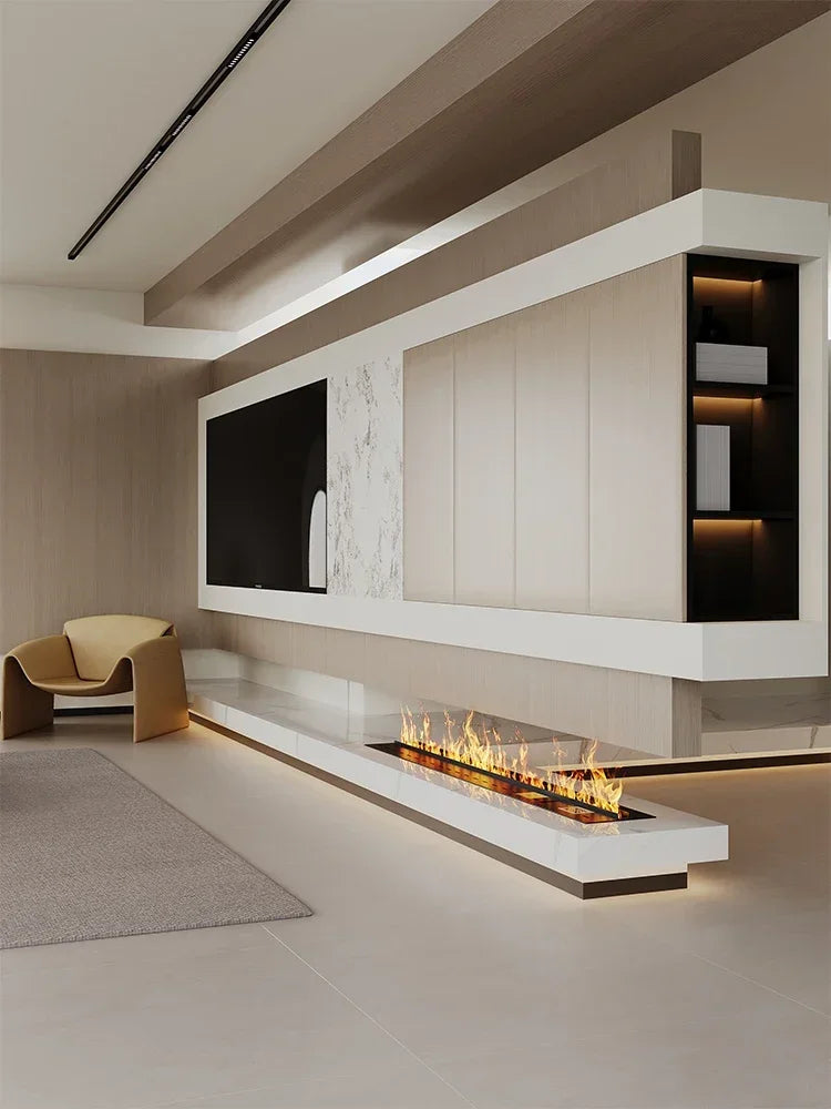 Modern 3D Steam Fireplace Silent Decorative Humidifier Electric Flame LED Water Vapor Fireplace Indoor Remote TV Wall Room Decor