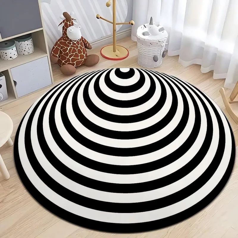 3D Vortex Optical Illusion Rugs Trap Area Rugs Not-Slip Round Rugs Area Carpets for Living Room Short Plush Trap Swirl Carpet