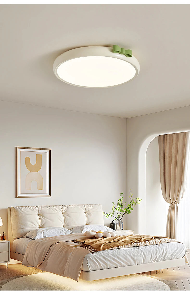 Pink Bow Children's Room Ceiling Light LED Princess Room Lamp French Cream Style Baby Room Study Room Girl Bedroom Ceiling Lamps