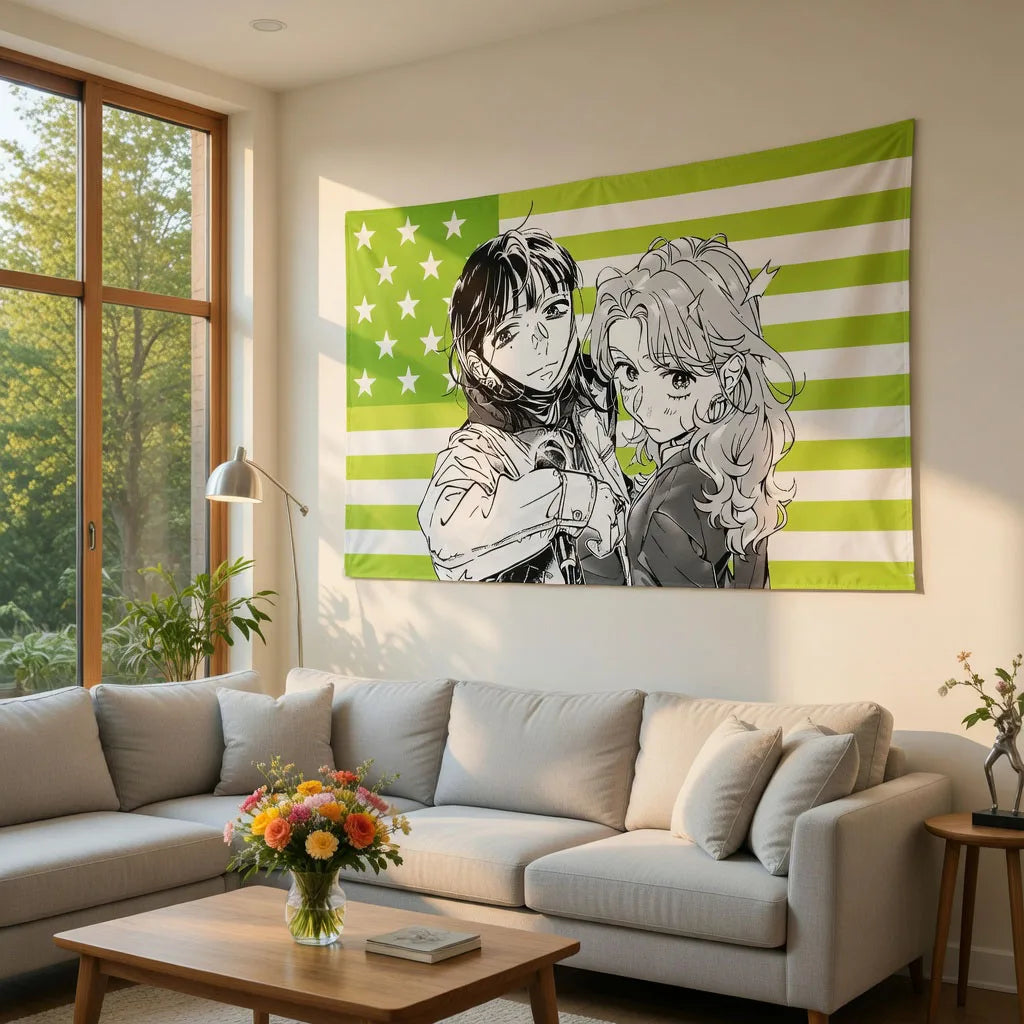 Anime Funny Tapestry – The Guy She Liked Wasn’t a Guy, Humor Art Print for Bedroom, Garage & Room Decoration