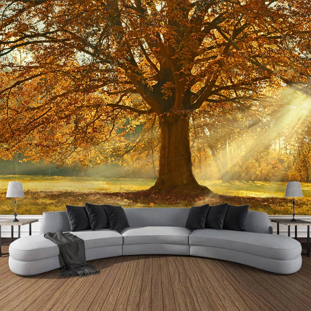 Forest tapestry Bohemian style wall hanging cloth, natural landscape murals used for art decoration in living rooms and bedrooms