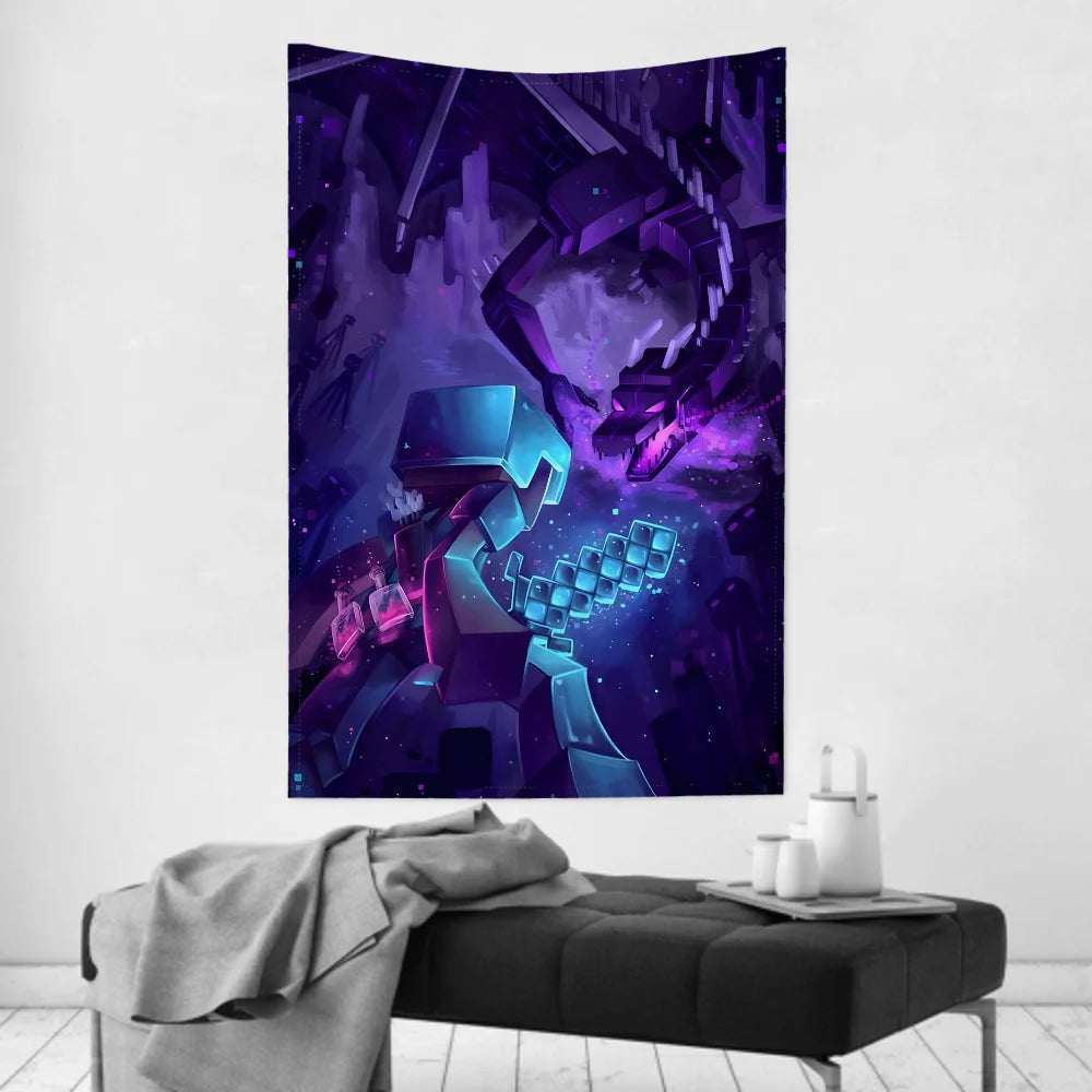 Anime Game HD M-MinecraftS Tapestry Room Decor Wall Cloth Party Hanging Background Room Decor Baby Room