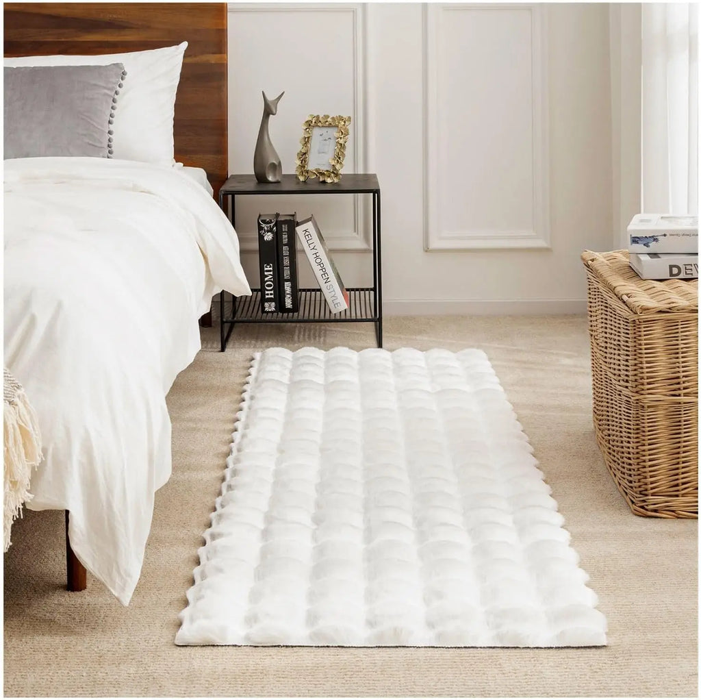 Rabbit Fur Area Rug–Soft Thick Non-Slip Waterproof Machine-Washable for Living Room and Bedroom Decor