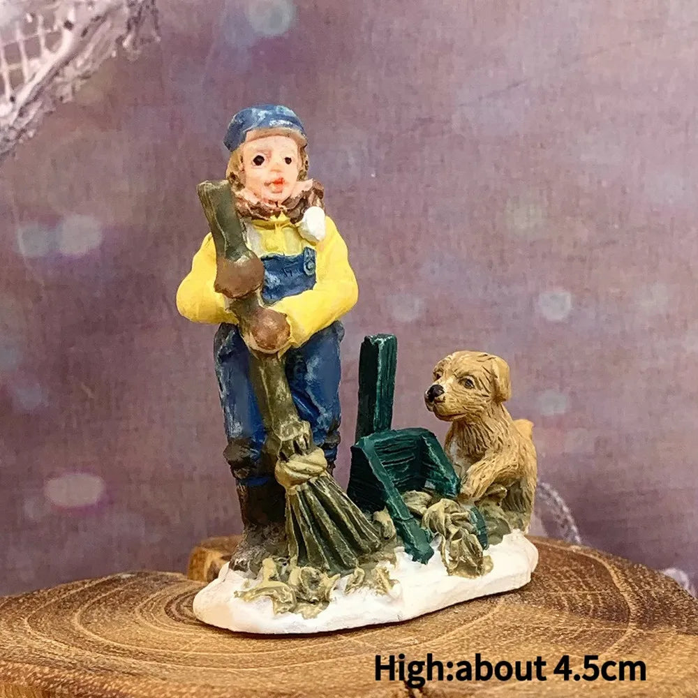 Vintage Victorian Winter Town Mini Resin Figurines, Christmas Scene Layout Ornaments, Holiday Travel Collectible Gifts