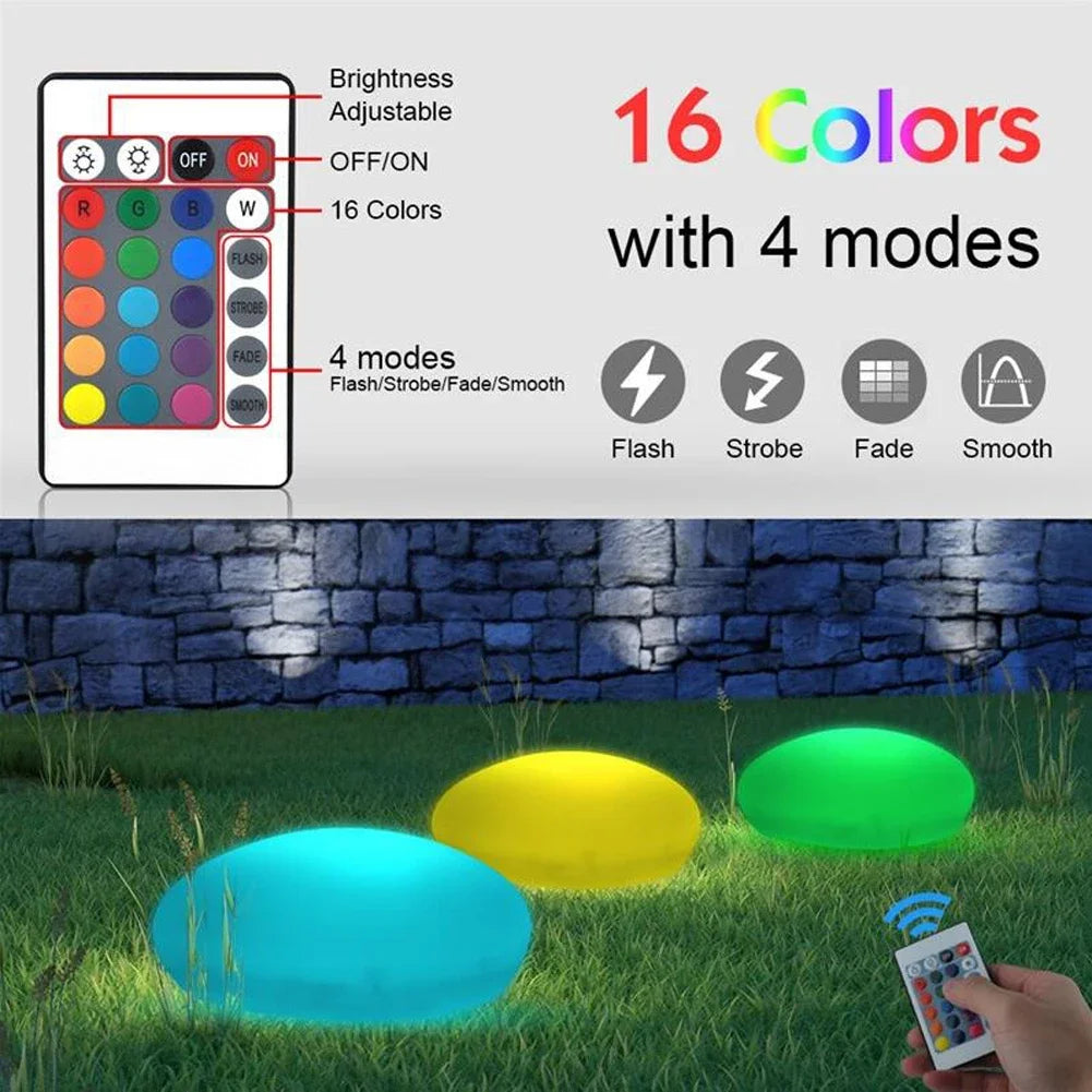 1pc Solar Stone Lights, Artificial Pebble Lights, Large Size Stone Lights, Outdoor Color Changing Landscape Lights