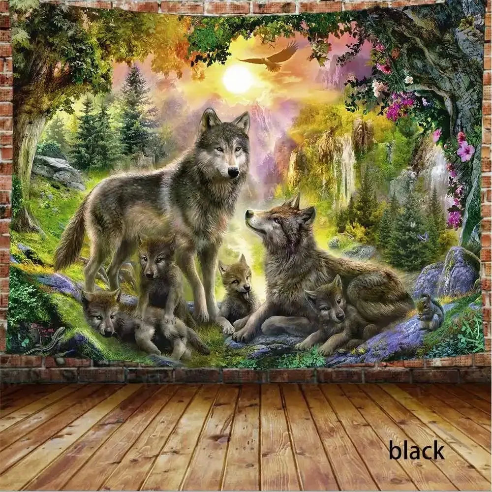 Bohemian tapestry green prairie background cloth modern home decoration bedroom dormitory wall hanging cloth