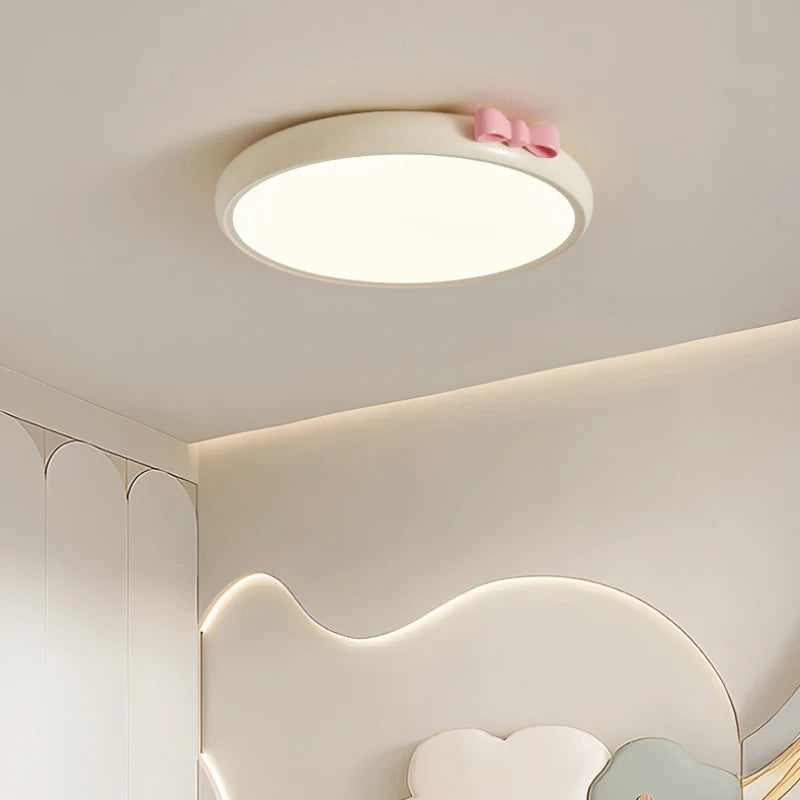 Pink Bow Children's Room Ceiling Light LED Princess Room Lamp French Cream Style Baby Room Study Room Girl Bedroom Ceiling Lamps