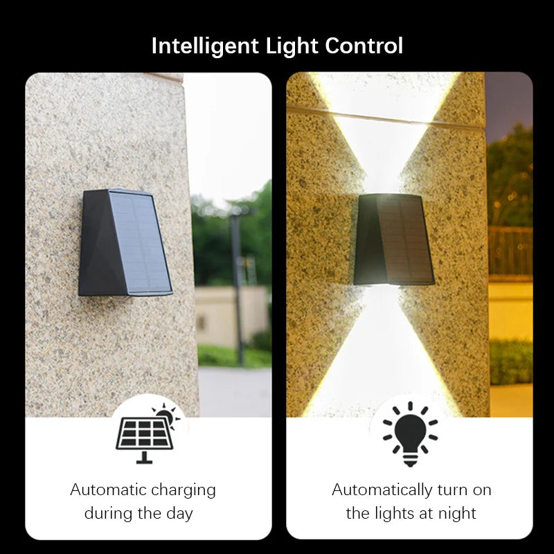 2LEDs Solar Outdoor Lights,Waterproof Atmosphere Lighting,Decorative Wall Lam for Garden Yard Porch Balcony Walkway Camping Deco