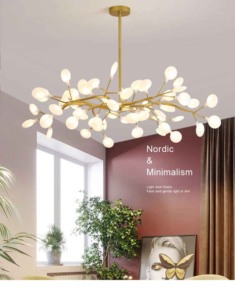 Modern LED Chandelier Living Room Bedroom Kitchen Nordic Gorgeous Firefly Lamp Home Indoor Lighting Luxurious Decor Hanging Lamp