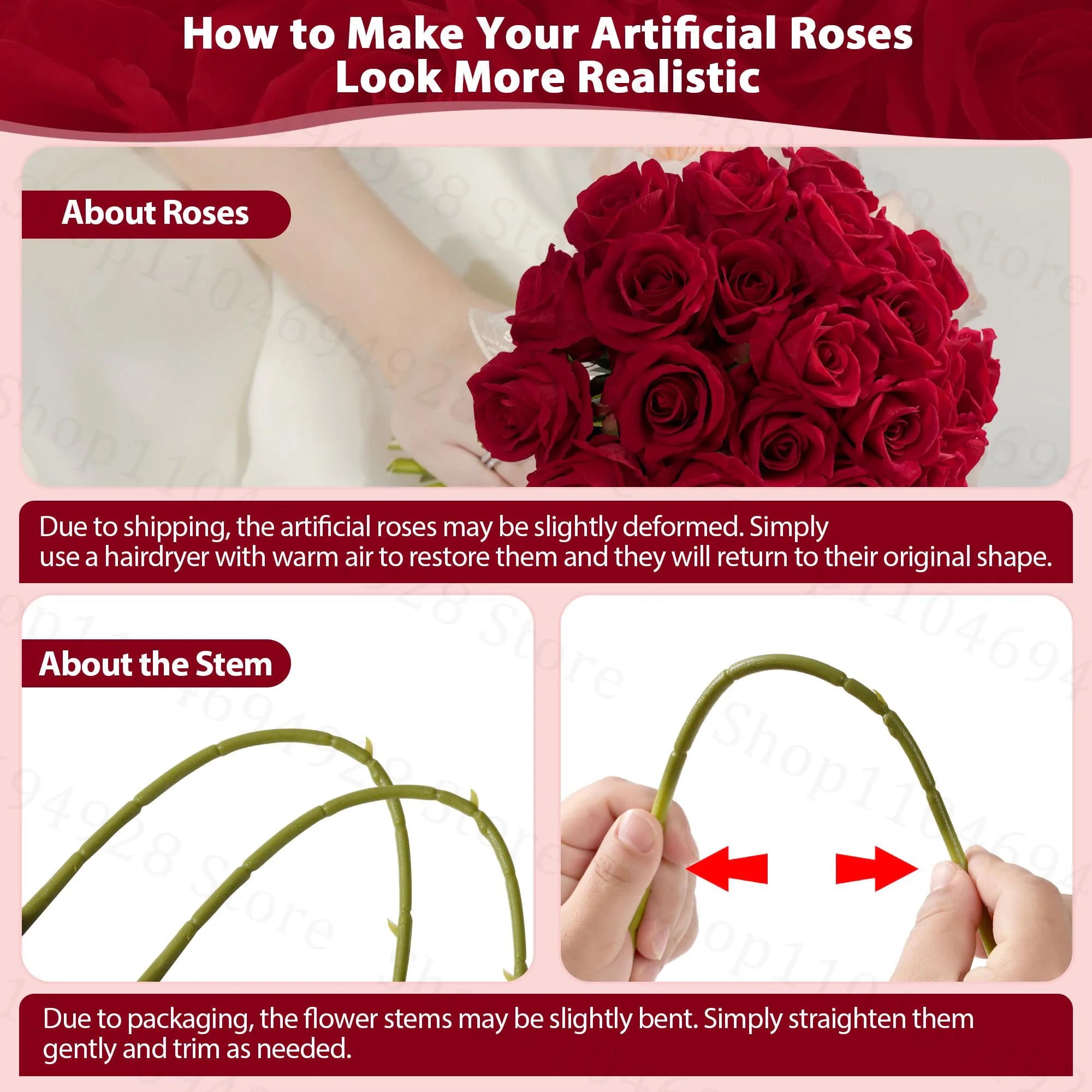 24-80Pcs Artificial Roses Flowers 3.9''Big Velvet Rose Artificial Flowers with Long Stems for Wedding Mothers Day Decor