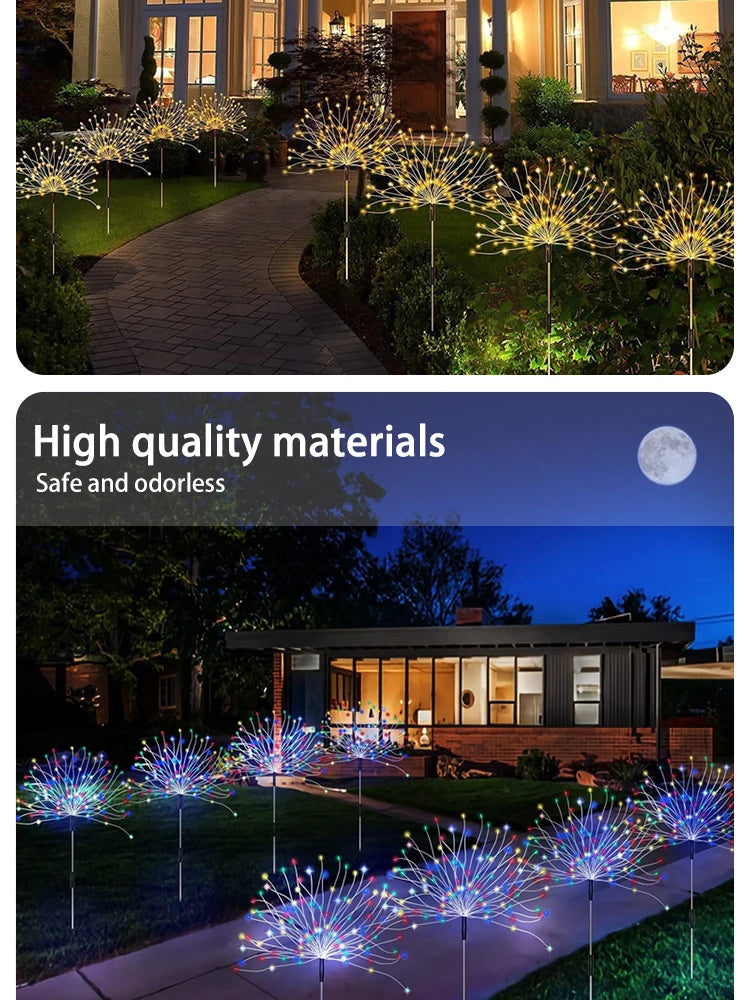 Solar Firework Lights Outdoor Waterproof Lights Camping Ambient String Lights Solar Ground Plug Firework Lights String Lights