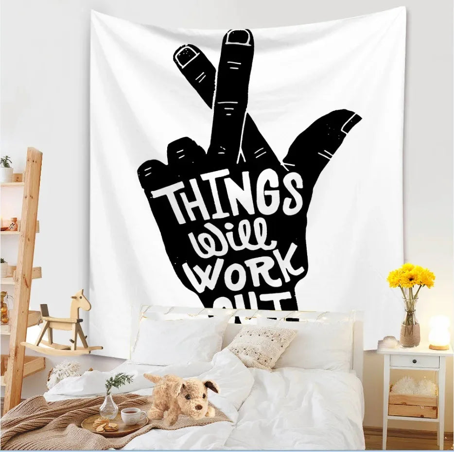 Tapestry Living Room Background Mural Beach Mat Home Decoration Simple and Fresh Character Wall Hanging