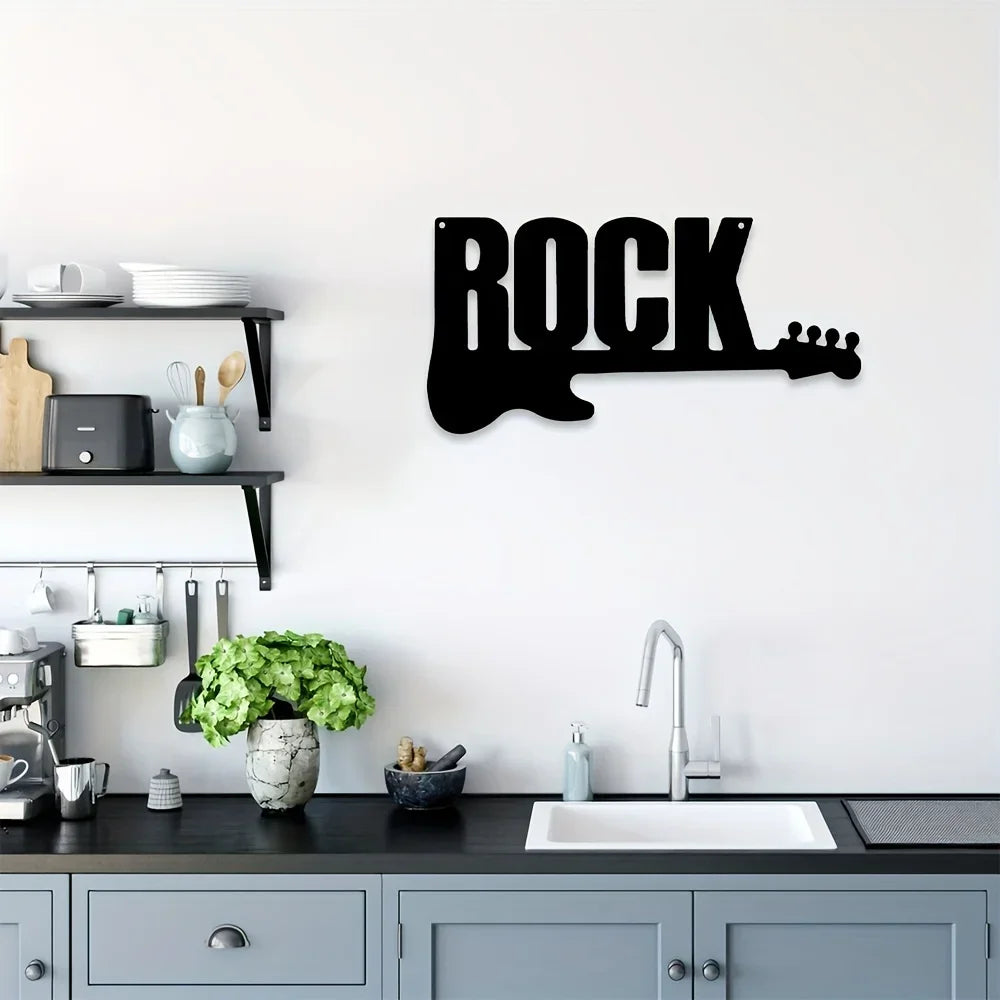 Rock Guitar Metal Wall Decor, Metal Artwork, Scene Decor, Room Decor, Study And Other Wall Decor, Holiday Gifts
