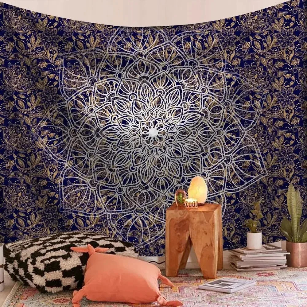 Bohemian Decorative Wall Cloth Tapestry Psychedelic Hippie Night Moon Tapestry Mandala Tapestry Indian Mandala