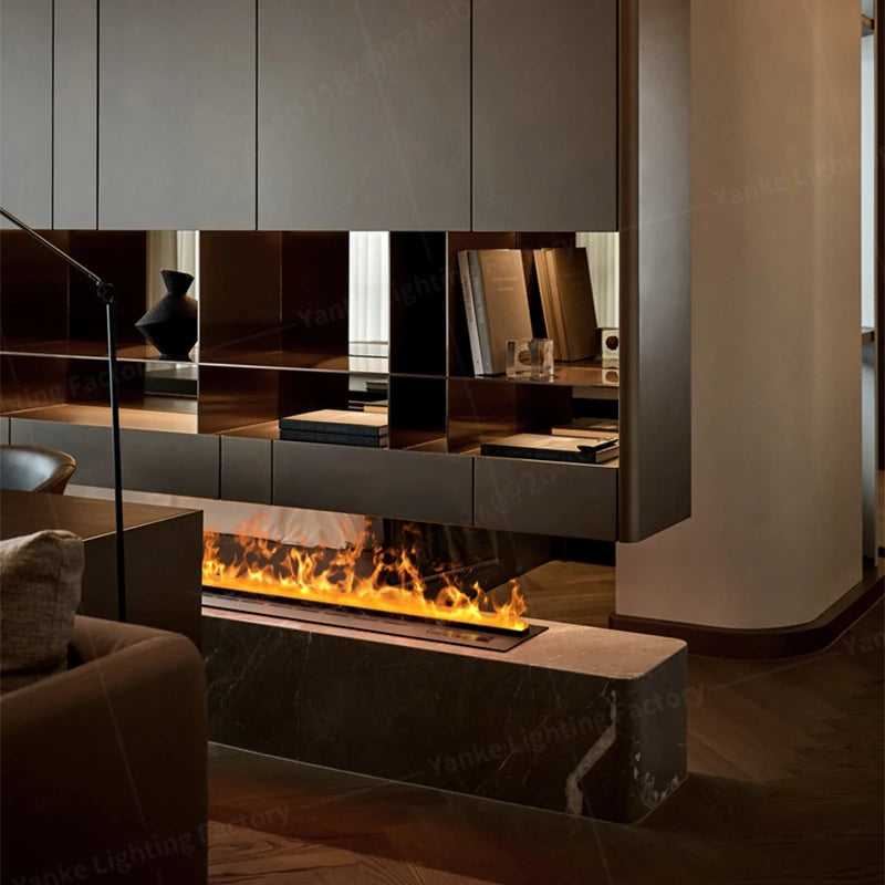 Modern 3D Steam Fireplace Silent Decorative Humidifier Electric Flame LED Water Vapor Fireplace Indoor Remote TV Wall Room Decor