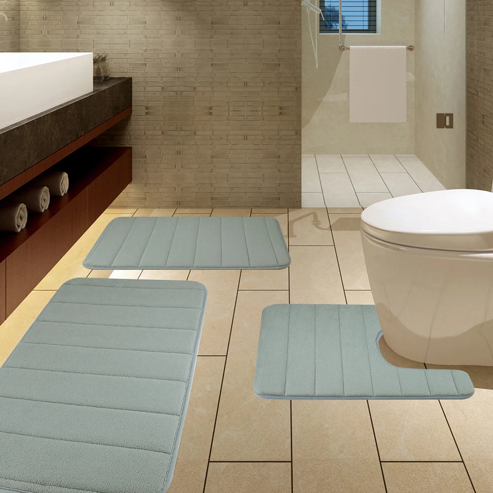 3 Pieces Memory Foam Bath Rugs Absorbent Bathroom Rugs Non-Slip Washable Bathroom Mats Bath Mats for Bathroom Floor Rugs Carpets
