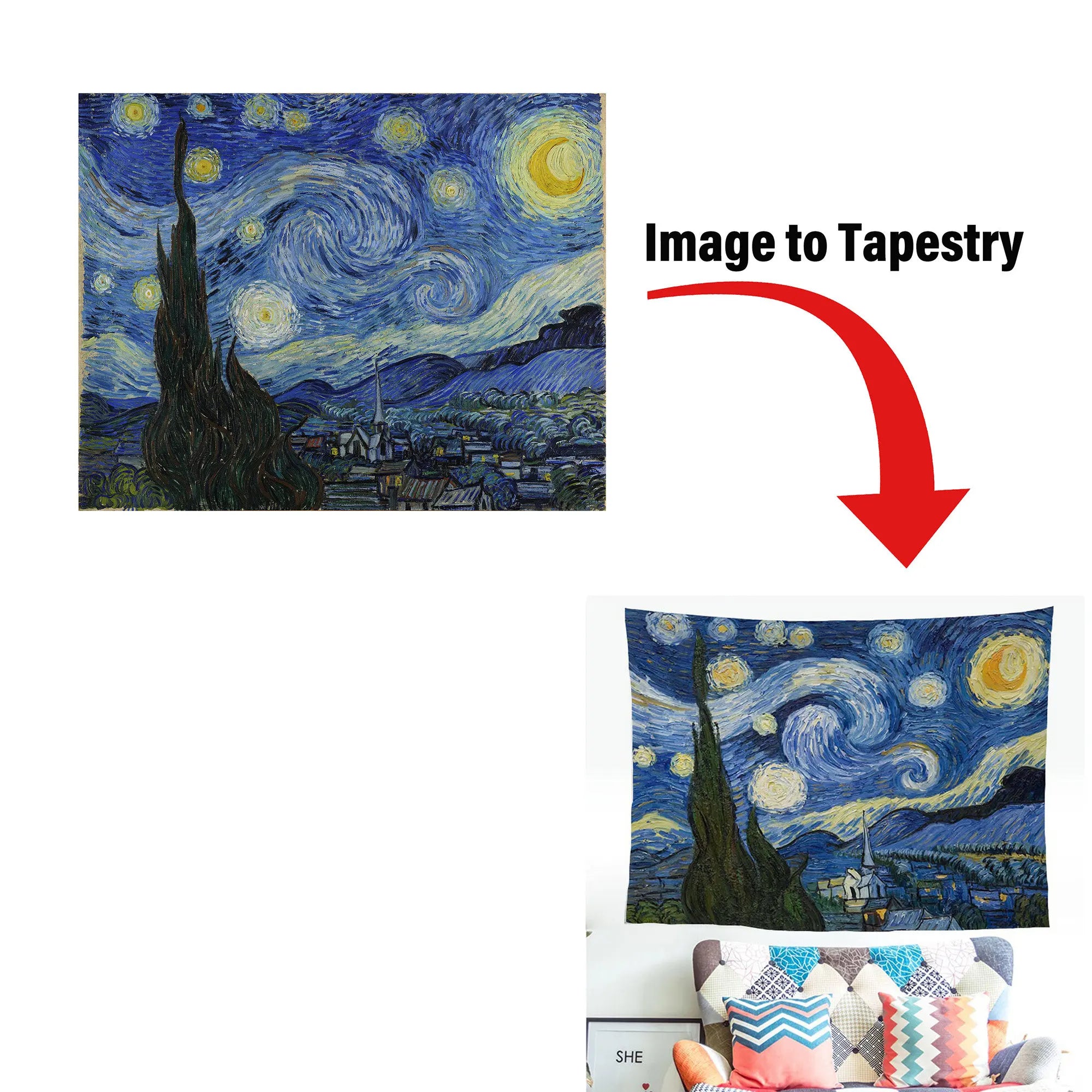 Custom Tapestry Personalized Photo Tapestry Wall Hanging for Bedroom, Living Room & Dorm Decor, Modern Home Wall Art