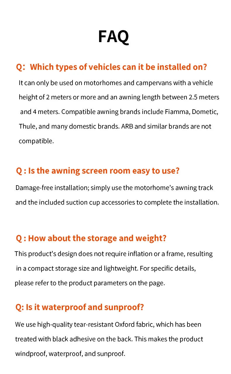 Caravan Awning Tent RV Screen Room Family Room Camper Privacy Room Sunshade Campervan Tent Outdoor Camping Shelter