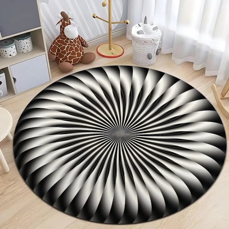 3D Vortex Optical Illusion Rugs Trap Area Rugs Not-Slip Round Rugs Area Carpets for Living Room Short Plush Trap Swirl Carpet
