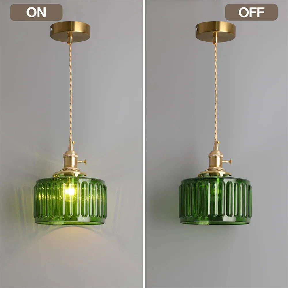 VETRULUS Led Crystal Pendant Light Green Chandelier Modern Hanging Ceiling Lamp Dining Room Kitchen Island Retro Home Decor
