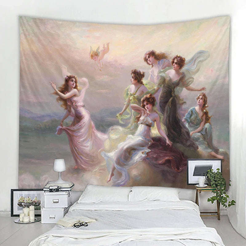 Gothic Ladies Medieval Art Tapestry Mandala Boho Hippie Wall Tapestry Home Background Decor Tapestry